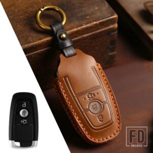 フォード 革車リモートキーフォブカバーフュージョンマスタングエッジ ECOSPORT EXPLORER F150 F250 2017 2018 2019 キーカバー - 3 Btn Brown Key B