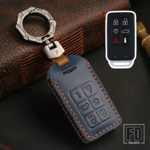 ボルボ 5 6 ボタン革車リモートキー FOB カバーケースホルダーシェルプロテクター XC60 V60 S60 XC70 V40 キーホルダーアクセサリー - 6 Buttons Blue