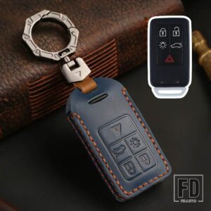 ボルボ 5 6 ボタン革車リモートキー FOB カバーケースホルダーシェルプロテクター XC60 V60 S60 XC70 V40 キーホルダーアクセサリー - 5 Buttons Blue