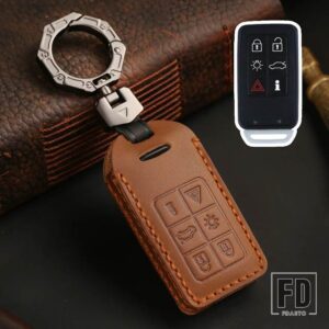 ボルボ 5 6 ボタン革車リモートキー FOB カバーケースホルダーシェルプロテクター XC60 V60 S60 XC70 V40 キーホルダーアクセサリー - 6 Buttons Brown