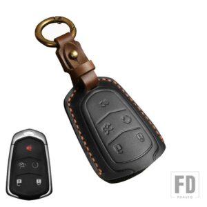 キャデラック 本革キーケースホルダーシェル ESV エスカレード CTS XTS SRX ATS 2015-18 CT5 XT5 XT6 アクセサリー - 5 Btns Black Key B