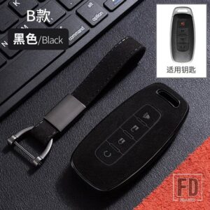 日産 スエードレザー + TPU 車リモートキー FOB ケースカバー キャシュカイアルティマ 2022 - 4 Buttons Black