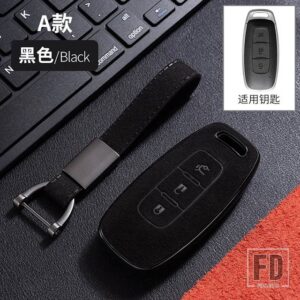 日産 スエードレザー + TPU 車リモートキー FOB ケースカバー キャシュカイアルティマ 2022 - 3 Buttons Black