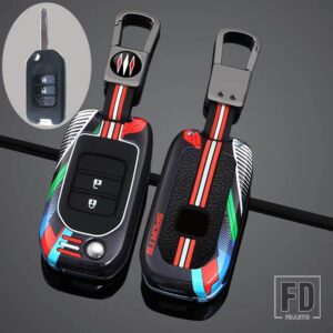 ホンダ 合金フリップキーケースカバーシェルフォブ シビック HRV CRV XRV CR-V クライダーオデッセイパイロットフィットアコードプロテクターア - 2 Btns Grey Black