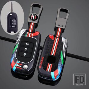 ホンダ 合金フリップキーケースカバーシェルフォブ シビック HRV CRV XRV CR-V クライダーオデッセイパイロットフィットアコードプロテクターア - 3 Btns Grey Black