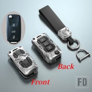 VW 金属キーケースフルカバーシェルバッグ ポロティグアンパサートゴルフジェッタラヴィダシュコダオクタビア - Silver