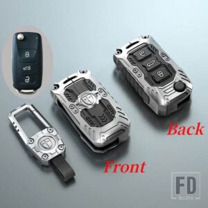 VW 金属キーケースフルカバーシェルバッグ ポロティグアンパサートゴルフジェッタラヴィダシュコダオクタビア - Silver Type