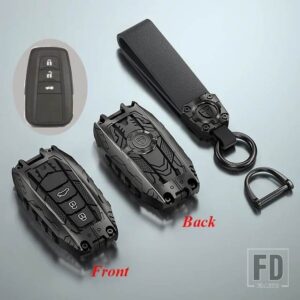 トヨタ 合金 + シリカゲルキーカバーケースシェル FOB プリウスカムリカローラ C-HR CHR RAV4 プラド 2018 キーホルダーアクセサリー - 3 Buttons Black