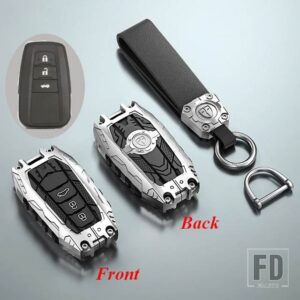 トヨタ 合金 + シリカゲルキーカバーケースシェル FOB プリウスカムリカローラ C-HR CHR RAV4 プラド 2018 キーホルダーアクセサリー - 3 Buttons Silver