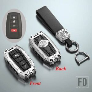 トヨタ 合金 + シリカゲルキーカバーケースシェル FOB プリウスカムリカローラ C-HR CHR RAV4 プラド 2018 キーホルダーアクセサリー - 4 Buttons Silver