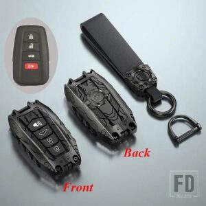 トヨタ 合金 + シリカゲルキーカバーケースシェル FOB プリウスカムリカローラ C-HR CHR RAV4 プラド 2018 キーホルダーアクセサリー - 4 Buttons Black