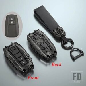 トヨタ 合金 + シリカゲルキーカバーケースシェル FOB プリウスカムリカローラ C-HR CHR RAV4 プラド 2018 キーホルダーアクセサリー - 2 Buttons Black