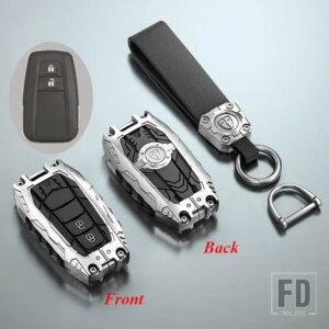 トヨタ 合金 + シリカゲルキーカバーケースシェル FOB プリウスカムリカローラ C-HR CHR RAV4 プラド 2018 キーホルダーアクセサリー - 2 Buttons Silver