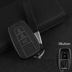 トヨタ プラスチック + レザーキーケースカバーシェル CHR C-HR プラドプリウスカムリカローラ RAV4 2017 2018 2019 アクセサリー - 3Button black