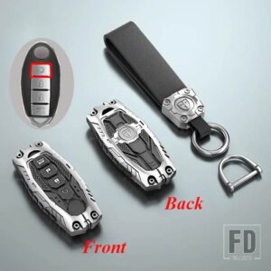 日産 合金キーケースカバー FOB キーホルダー キャシュカイジューク J10 J11 エクストレイル T32 T31 キックティーダアルティマパスファインダ - 4 Btns Silver(Hold)