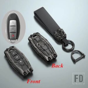 日産 合金キーケースカバー FOB キーホルダー キャシュカイジューク J10 J11 エクストレイル T32 T31 キックティーダアルティマパスファインダ - 3 Btns Black(Horn)