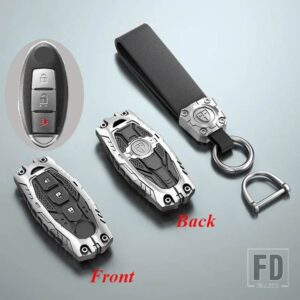 日産 合金キーケースカバー FOB キーホルダー キャシュカイジューク J10 J11 エクストレイル T32 T31 キックティーダアルティマパスファインダ - 3 Btns Silver(Horn)