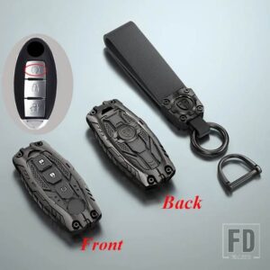 日産 合金キーケースカバー FOB キーホルダー キャシュカイジューク J10 J11 エクストレイル T32 T31 キックティーダアルティマパスファインダ - 3 Btns Black(Hold)