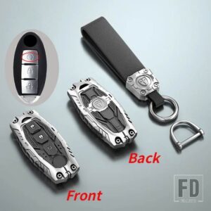 日産 合金キーケースカバー FOB キーホルダー キャシュカイジューク J10 J11 エクストレイル T32 T31 キックティーダアルティマパスファインダ - 3 Btns Silver(Hold)