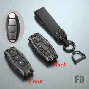 日産 合金キーケースカバー FOB キーホルダー キャシュカイジューク J10 J11 エクストレイル T32 T31 キックティーダアルティマパスファインダ - 2 Btns Black