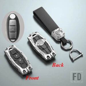 日産 合金キーケースカバー FOB キーホルダー キャシュカイジューク J10 J11 エクストレイル T32 T31 キックティーダアルティマパスファインダ - 2 Btns Silver