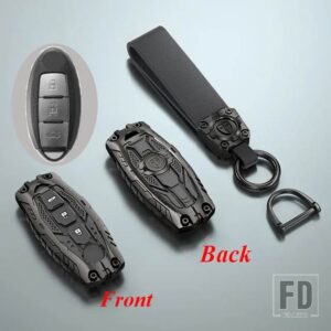 日産 合金キーケースカバー FOB キーホルダー キャシュカイジューク J10 J11 エクストレイル T32 T31 キックティーダアルティマパスファインダ - 3 Btns Black(Trunk)