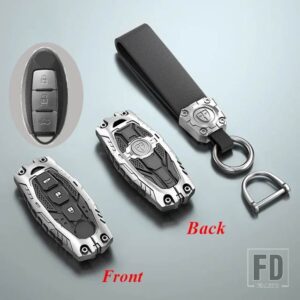 日産 合金キーケースカバー FOB キーホルダー キャシュカイジューク J10 J11 エクストレイル T32 T31 キックティーダアルティマパスファインダ - 3 Btns Silver(Trunk)