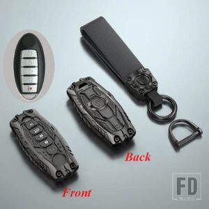 日産 合金キーケースカバー FOB キーホルダー キャシュカイジューク J10 J11 エクストレイル T32 T31 キックティーダアルティマパスファインダ - 5 Buttons Black