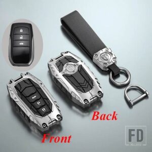 トヨタ 合金キーカバーケース RAV4 ハイランドコラーラハイラックスフォーチュナーランドクルーザーカムリクラウンキーホルダーアクセサリー - 3 Buttons Silver