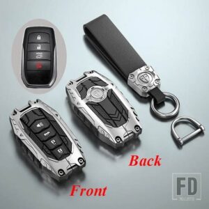 トヨタ 合金キーカバーケース RAV4 ハイランドコラーラハイラックスフォーチュナーランドクルーザーカムリクラウンキーホルダーアクセサリー - 4 Buttons Silver