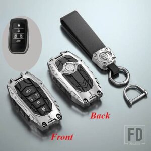 トヨタ 合金キーカバーケース RAV4 ハイランドコラーラハイラックスフォーチュナーランドクルーザーカムリクラウンキーホルダーアクセサリー - 5 Buttons Silver