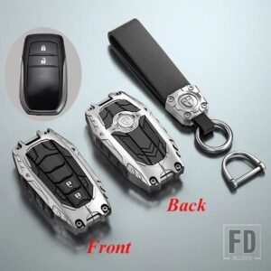 トヨタ 合金キーカバーケース RAV4 ハイランドコラーラハイラックスフォーチュナーランドクルーザーカムリクラウンキーホルダーアクセサリー - 2 Buttons Silver