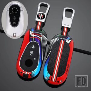 メルセデスベンツ 合金リモートキーケースカバーシェル C Eクラス W223 W206 C260 C300 S450 S500 S400 プロテクターホルダーキーレス - Silver Red