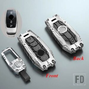 メルセデスベンツ 金属 + シリカゲルキーケースカバーシェル ACE S G クラス GLC CLE CLA GLB GLS W177 W205 W213 W222 X167 FOB - Silver Type