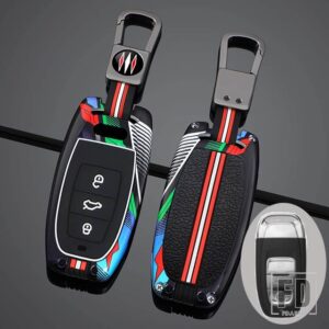 アウディ ファッション合金車リモートスマートキーカバーケースシェル A1 A3 A4 A5 A6 A7 A8 クワトロ Q3 Q5 Q7 2009-2015 アクセサリー - Grey Blck 1 PC