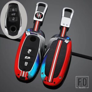 VW 合金キーカバーケースシェル FOB ホルダーキーホルダー トゥアレグ 2017-21 プロテクターアクセサリー - Silver Red 1 PC