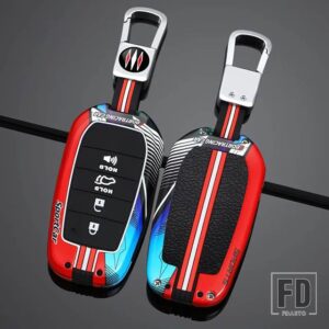 トヨタ 合金 + シリカゲルキーケースカバーシェル CHR ハイラックスフォーチュナーランドクルーザー 200 カムリカローラクラウン RAV4 ハイラン - 4 Btns Silver Red