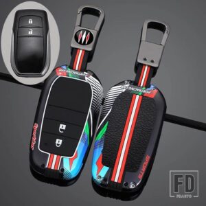 トヨタ 合金 + シリカゲルキーケースカバーシェル CHR ハイラックスフォーチュナーランドクルーザー 200 カムリカローラクラウン RAV4 ハイラン - 2 Btns Grey Black