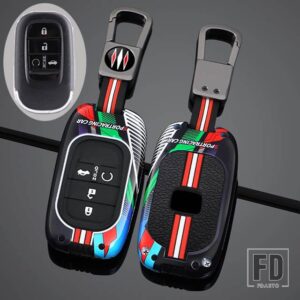 ホンダ 合金車リモートキー FOB カバーケースホルダープロテクター シビック 11TH アコード HR-V CR-V CRV 2023 2024 カーアクセサリー - 4 Btns Grey Black D