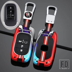 ホンダ 合金車リモートキー FOB カバーケースホルダープロテクター シビック 11TH アコード HR-V CR-V CRV 2023 2024 カーアクセサリー - 4 Btns Silver Red D