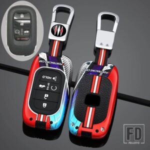ホンダ 合金車リモートキー FOB カバーケースホルダープロテクター シビック 11TH アコード HR-V CR-V CRV 2023 2024 カーアクセサリー - 5 Btns Silver Red E