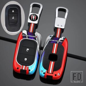 ホンダ 合金車リモートキー FOB カバーケースホルダープロテクター シビック 11TH アコード HR-V CR-V CRV 2023 2024 カーアクセサリー - 2 Btns Silver Red