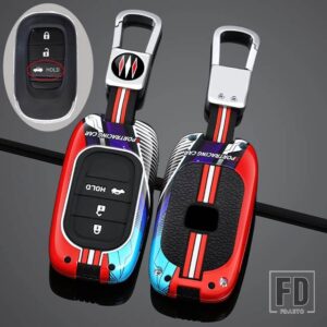 ホンダ 合金車リモートキー FOB カバーケースホルダープロテクター シビック 11TH アコード HR-V CR-V CRV 2023 2024 カーアクセサリー - 3 Btns Silver Red B