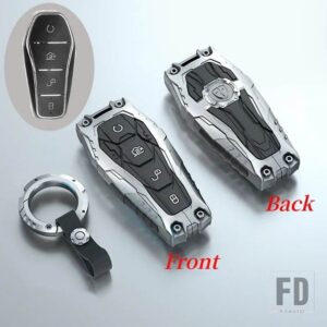 合金キーケースカバー ハン EV 唐 DM/秦プラス/歌プロ/マックス/元イルカ E2 プロテクター自動車キーカーアクセサリー - Silver Type 1