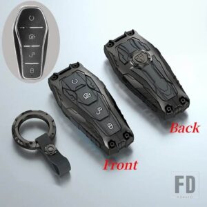 合金キーケースカバー ハン EV 唐 DM/秦プラス/歌プロ/マックス/元イルカ E2 プロテクター自動車キーカーアクセサリー - Black Type 1
