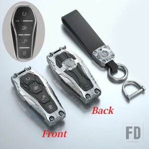 合金キーケースカバー ハン EV 唐 DM/秦プラス/歌プロ/マックス/元イルカ E2 プロテクター自動車キーカーアクセサリー - Silver