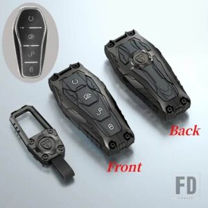 合金キーケースカバー ハン EV 唐 DM/秦プラス/歌プロ/マックス/元イルカ E2 プロテクター自動車キーカーアクセサリー - Black Type