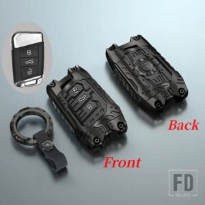 VW 合金キーケースカバーパサート B8 シュコダコディアックスーパーブ A7 2016-20 キーレス FOB シェルスキンホルダー - Black Type 1