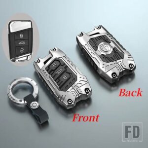 VW 合金キーケースカバーパサート B8 シュコダコディアックスーパーブ A7 2016-20 キーレス FOB シェルスキンホルダー - Silver Type 1