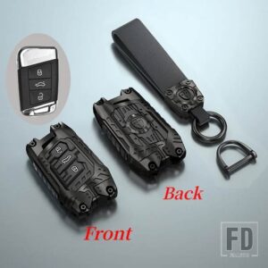 VW 合金キーケースカバーパサート B8 シュコダコディアックスーパーブ A7 2016-20 キーレス FOB シェルスキンホルダー - Black